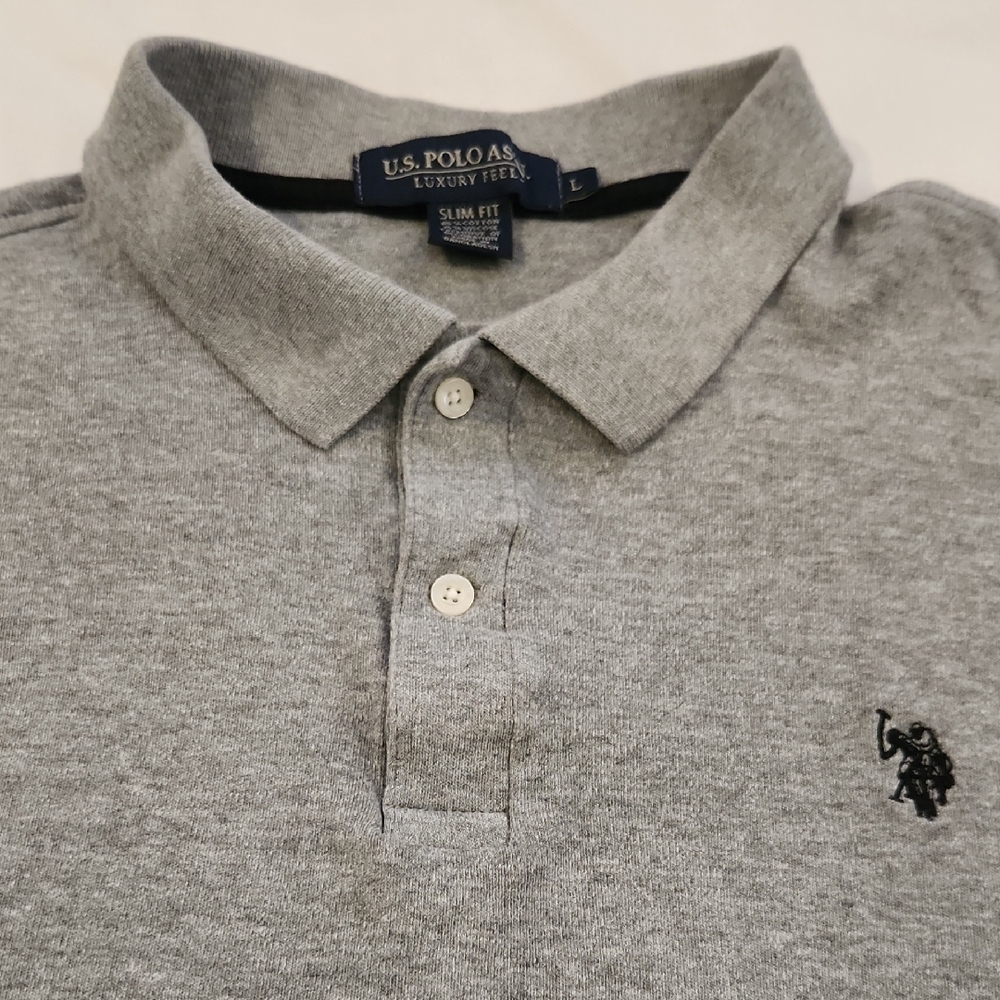 3/$20 U.S. Polo Assn. Heather Gray Polo Shirt - Picture 2 of 8